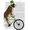 thumbnail image 2 of Fab Funky 25x32 Black Ornate Wood Framed with Double Matting Museum Art Print Titled - St Bernard on Bicycle, 2 of 4