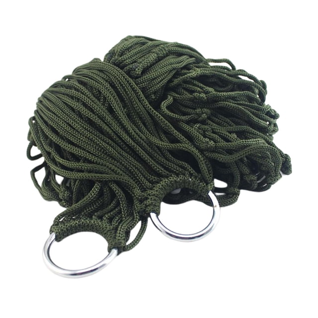 jinwen Mesh Rope Hammock, Portable Outdoor Sport Camping Hammock Net Nylon Sleeping Bed Dark Green