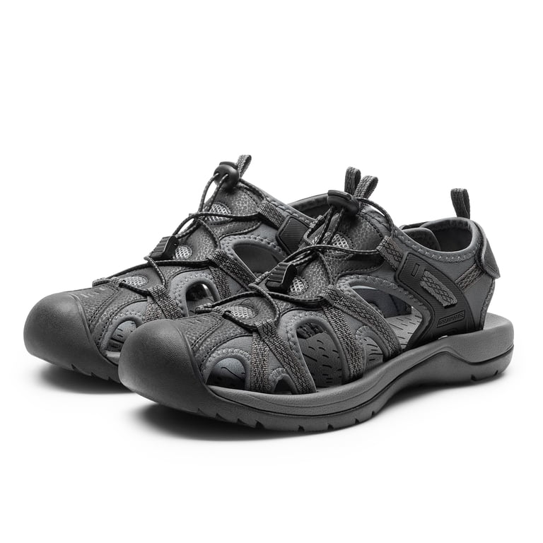 Men\'s Black Grey Comfortable Athletic Hiking Sport Sandals Outdoor Beach Shoes Amazon.com | DREAM PAIRS Men main image 3