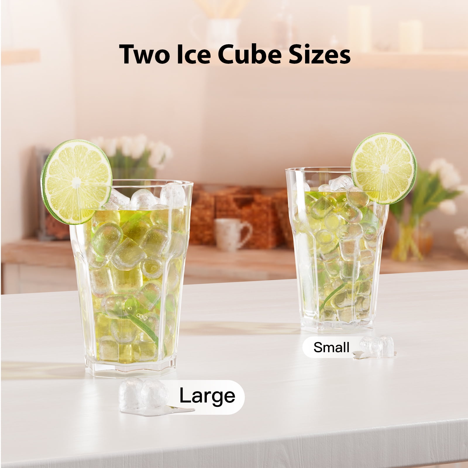 Ice Maker Machine for Countertop, Self-Cleaning, 2 Sizes of Bullet-Shaped Ice 26 lbs Per Day