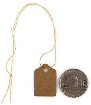 Jewelry Price Tags with String 5/8" x 15/16" 100 pcs Kraft Paper Tags 