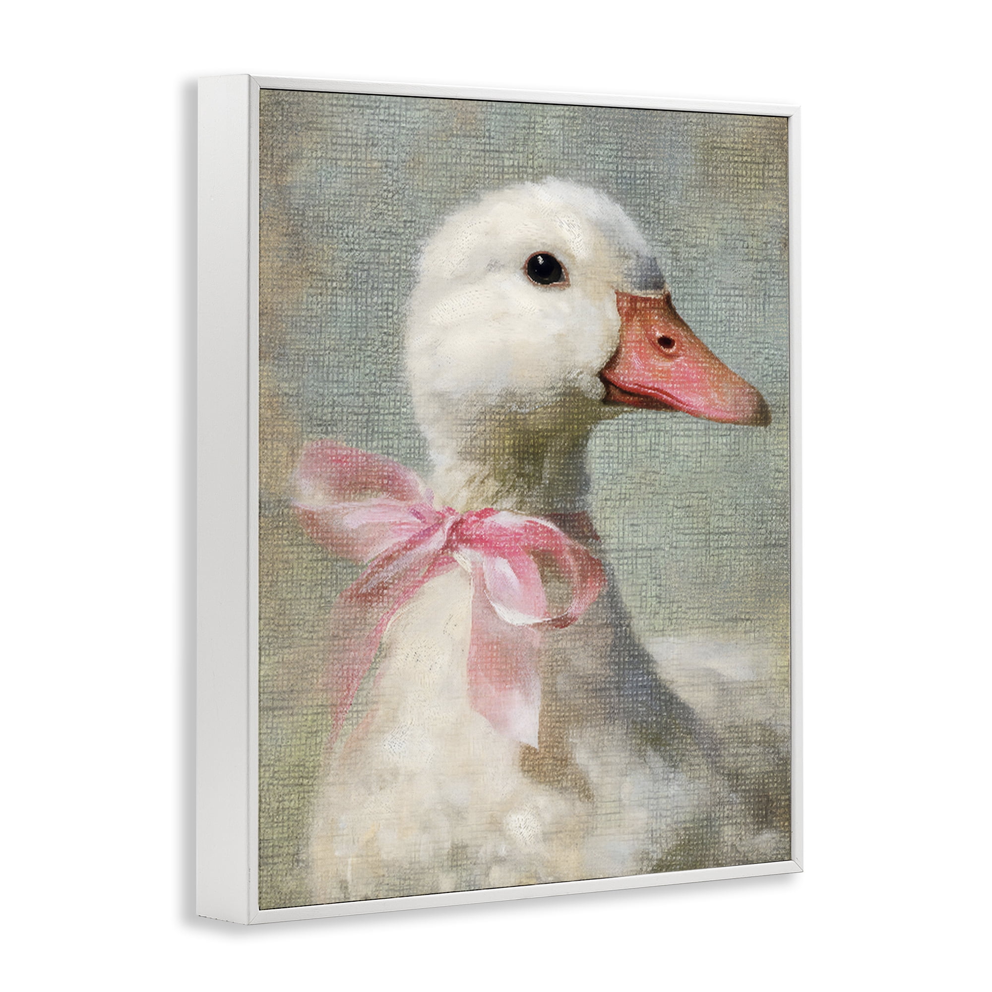 Stupell Industries Portrait of Pink Bow Goose White Framed Giclee Art, design by LSR Design Studio