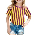 thumbnail image 2 of YMNXA Childrens Girls Boys T Shirt Short Sleeve Round Neck Carnival Stripe Print Festive Comfortable Tee Top For Casual Daily Wear,Yellow,14-15 Years, 2 of 4