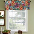thumbnail image 4 of 2 Pack Valances for Windows, Boho Teal Flower Window Valances for Living Room/Bedroom/Bathroom, Spring Bohemia Chic Red Yellow Floral Light Filtering Kitchen Curtain Valance 42"W x18" L, 4 of 9