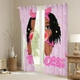 thumbnail image 4 of Erosebridal American African Black Blackout Curtains 38"Wx54"L Hot Pink Princess Window Curtains Room Cute Glitter Curtains & Drapes,Stars Love Hearts Window Treatments 2 Panels, 4 of 6