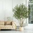 thumbnail image 3 of DR.Planzen 7 ft Large Artificial Olive Tree - Realistic Faux Potted Plant with Lifelike Berries, UV Protected Indoor/Outdoor Decor, Low Maintenance Home & Garden Centerpiece (Black Planter), 3 of 10