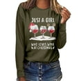 thumbnail image 2 of Babysbule Hauts de Noël pour Femmes Joyeux Noël Imprimé Femmes Décontracté Manches Longues Col Rond Chandail en Molleton Chandail Blouse, 2 of 4