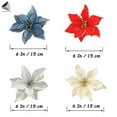 thumbnail image 5 of PULLIMORE 36 Pcs Artificial Christmas Poinsettia Flowers Glitter Tree Hanging Xmas Party Tree Decoration (Silver), 5 of 8