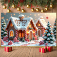 thumbnail image 5 of Gingerbread House Theme Christmas Banner Candy Cane Design Gingerbread House Backdrop Snowy Scene Illuminated Lights Holiday Display for Christmas Party Holiday Decoration Home Decor, 5 of 9