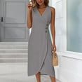 thumbnail image 3 of 4Th Of July Outfits For Women, Tank Dresses Casual Wrap V Neck Sleeveless Boho Dress Denim Easter Women 2025 Club Dresses African Elegant Dresses Chiffon Bridesmaid Dresses (S, Dark Gray) ZMTing, 3 of 5