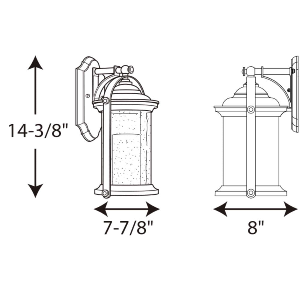 Progress Lighting Whitacre 1-Light Outdoor Wall Lantern in Antique Bronze with Seeded and Etched Opal Glass Shade