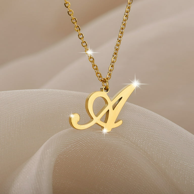 2023 New Capital A To Z Stainless Steel Necklace With English Letters Melon  Seed Button Men And Women Necklace Initial Necklaces For Teen Girls