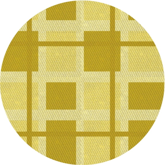Ahgly Company Indoor Round Patterned Bold Yellow Area Rugs, 6' Round