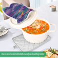thumbnail image 3 of Yayeee Pot Holders Kitchen Heat Resistant with Pockets 7"x9.8" Cotton Oven Cooking Hot Pads, Purple Waves Pattern, 3 of 7