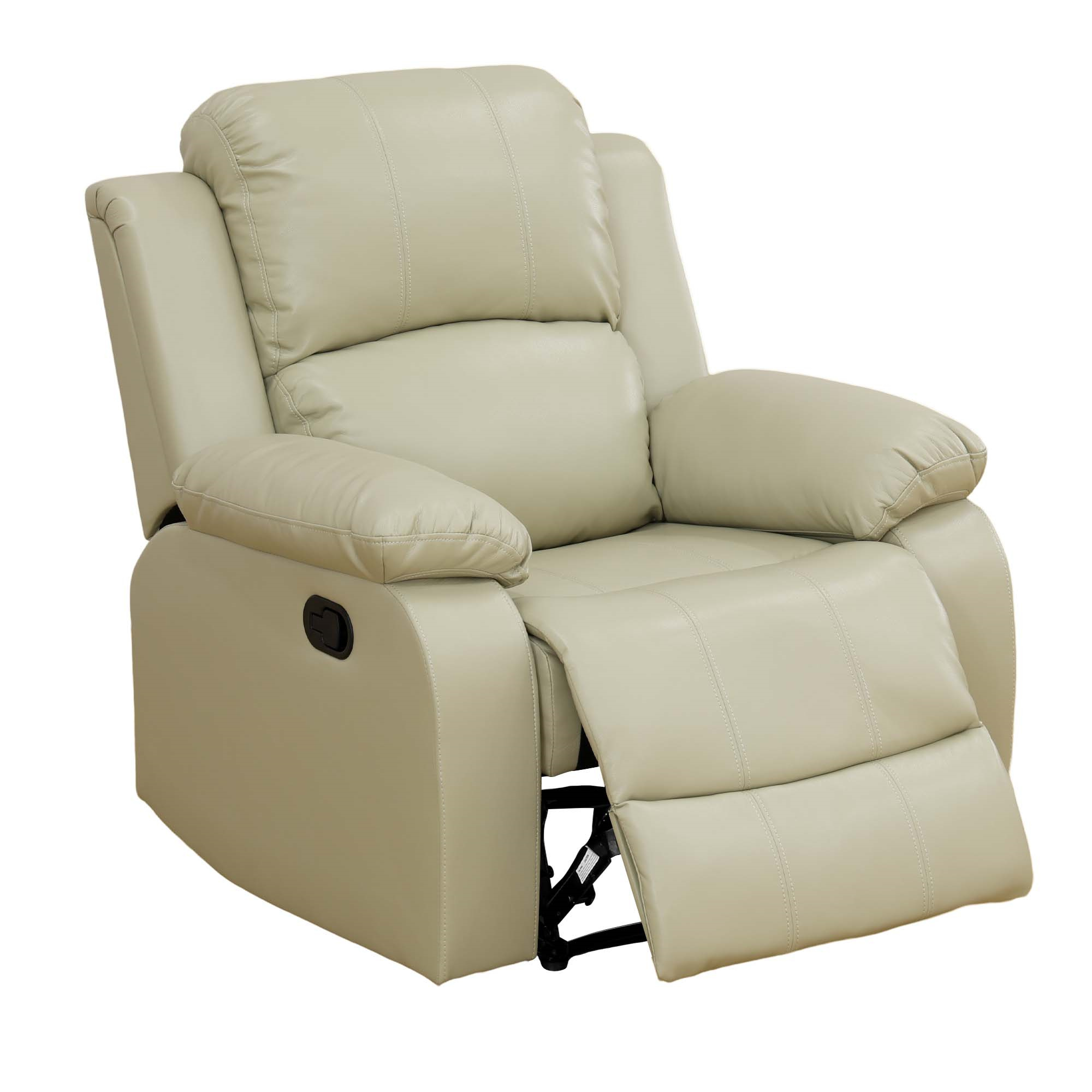 Aukfa Leather Recliner Chair Overstuffed Adjustable Armchair for Living Room Bedroom, Beige