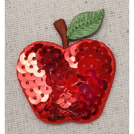 Sequin Red Apple - Fruit - Iron on Applique/Embroidered Patch