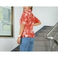 thumbnail image 3 of HAPPY BAY Button Down Shirt for Women Casual Summer Beach Party Blouse Shirt Blouses Short Sleeve Button up Dress Hawaiian Shirts Tank Top for Women S Leaves, Red, 3 of 5