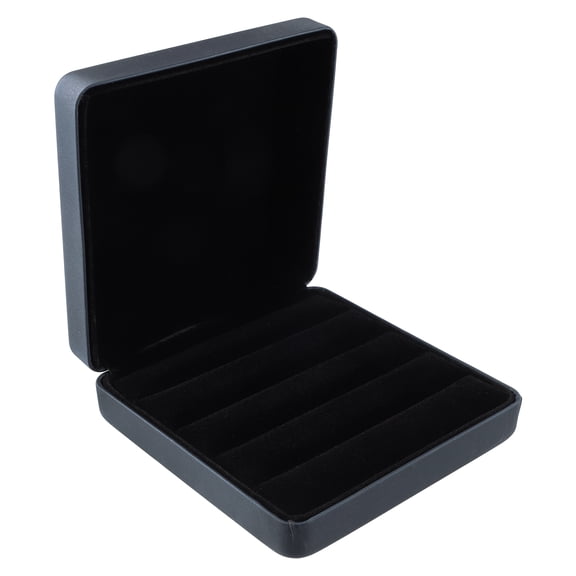 Unique Bargains 1Pc Multiple Ring Box Jewelry Display Stand Ring Organizer Case Velvet Gift Box for Wedding Deep Blue
