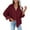 Burgundy, variant on WTXUE Button-Up Shirts Long Sleeve, Round Neckline Womens Summer Tops 2024 Oversized Warm Womens Shirts Solid, Blouses Long Sleeve Shirts | Outerwear for Women Watermelon Red XL