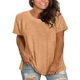 thumbnail image 1 of T-Shirt à Manches Courtes pour Femmes Seductiva Économies du Printemps Liquidation Grande Taille Col Rond T-Shirt à Manches Courtes pour Femmes; T-Shirt Estival Ample Haut Décontracté., 1 of 5