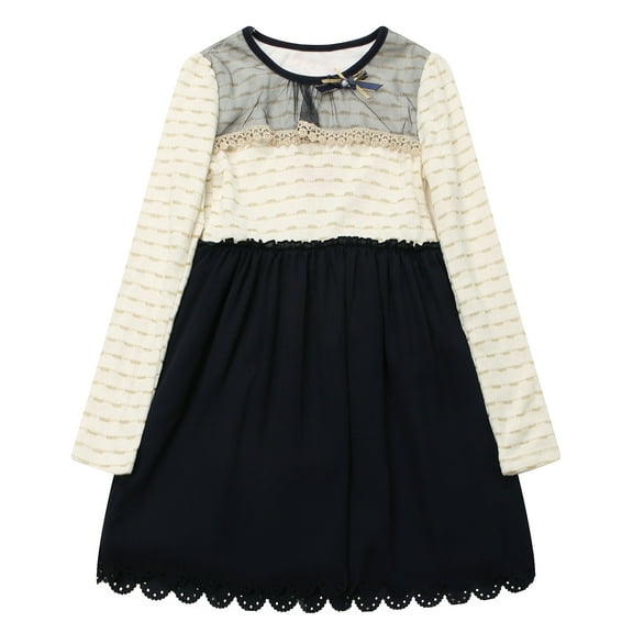 Richie House Girls' Long sleeve T-shirt with Lace Collar RH1272