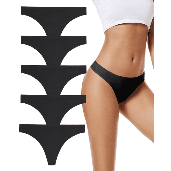 MLDRA Seamless Women Underwear Thongs,No Show Ladies Thong,No Line Workout Breathable Comfortable Panties,Soft Undies,5-Pack