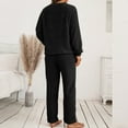 thumbnail image 4 of Fesfesfes 2PC Fashion Women Solid Long Sleeve Blouse Home Wear Double-sided Plush Two-piece Set Loose Pants Sets Sale on Clearance, 4 of 7