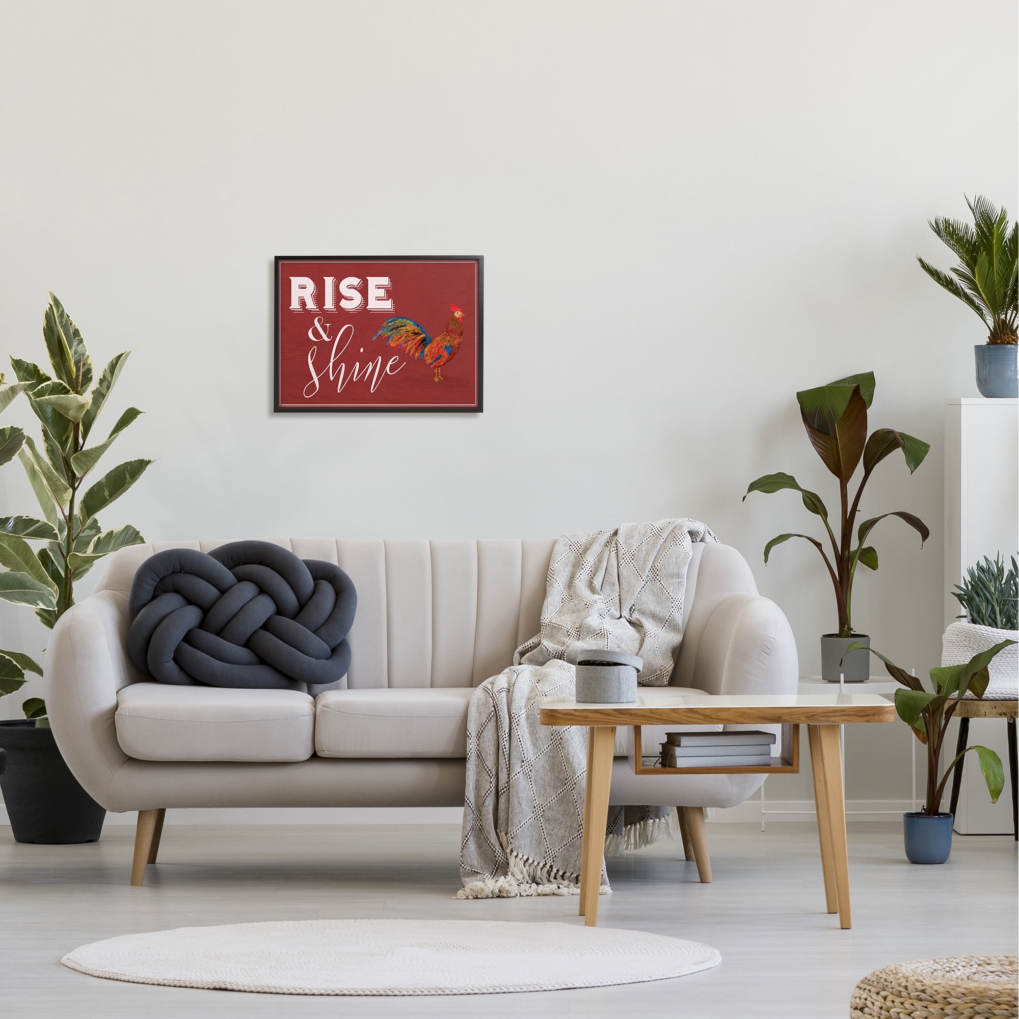 The Stupell Home Decor Collection Rise And Shine Rooster Red Wall Art