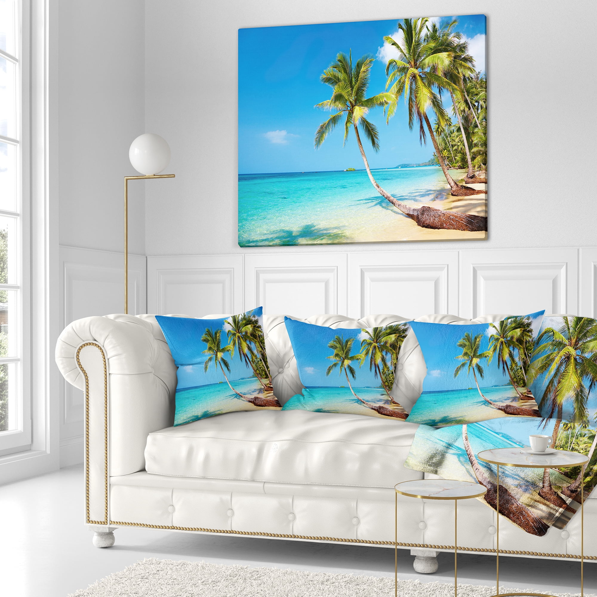 Designart Tropical Beach - Photography Seascape Throw Pillow - 16x16