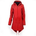thumbnail image 2 of Baberdicy Women's Plus Size Long Raincoat, Waterproof Windproof Overcoat Trekking Shell Jacket , Plus-Size Waterproof Trench, Long Rain Coat, Windproof Overcoat Red Xxl, 2 of 5
