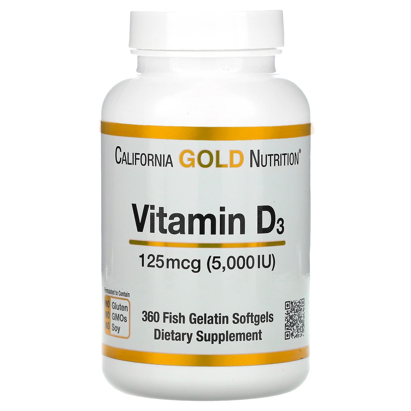 California Gold Nutrition Vitamin D3, 125 mcg (5,000 IU), 360 Fish