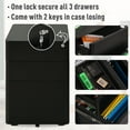 thumbnail image 4 of Vinsetto 3-Drawer Cabinet w/Wheels, Office Storage Drawer Chest Lockable, 4 of 10