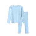 thumbnail image 2 of GiLiling Kids Boys Girls Fleece Lined Thermal Underwear Set Thick Casual Homewear for Autumn and Winter Comfort (Sky Blue, 7-8 Years), 2 of 5