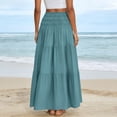 thumbnail image 6 of Vetsdori Women Summer Solid Color Casual Long Skirt With High Waist And Flowing Long Skirt And Half Skirt, 6 of 6
