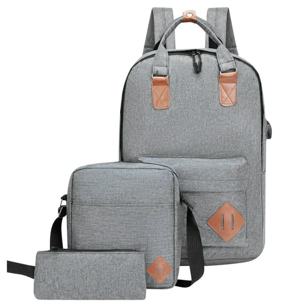 Yhmxh Conjunto de tres mochilas, mochila USB de gran capacidad para estudiantes, ideal para la escuela y viajes al aire libre, bolso para computadora de gran capacidad para hombres y mujeres.