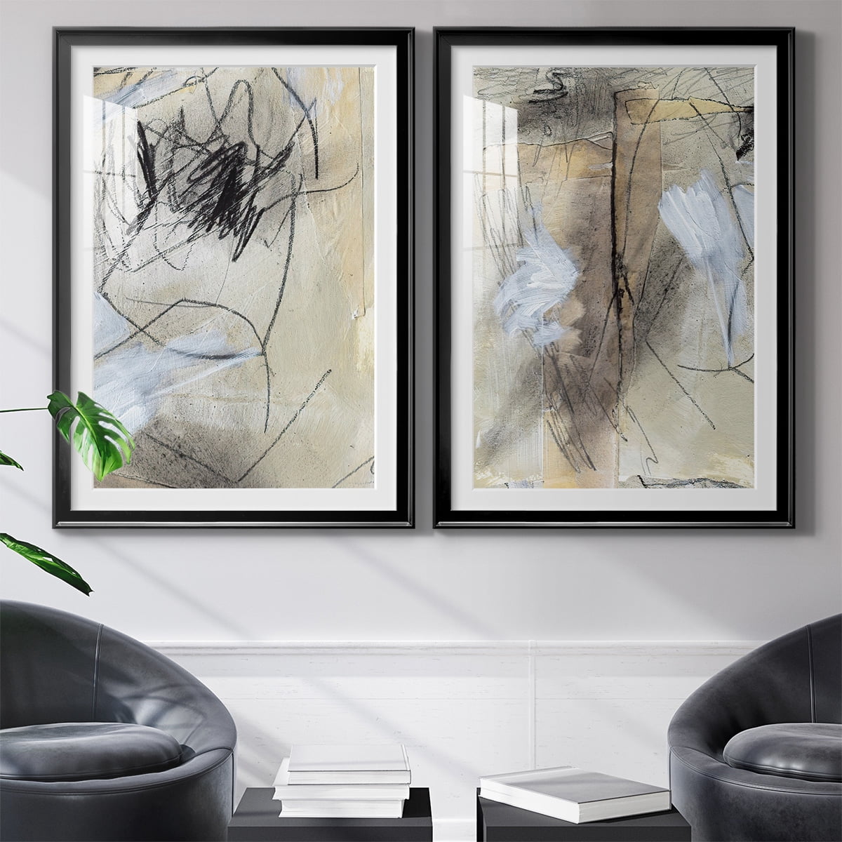 Wexford Home Masked Notes VII Premium Framed Print, 18.5" x 24.5" - Ready to Hang, Black (Set of 2)