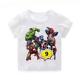 thumbnail image 3 of 2 3 4 5 6 7 8 9 Camisetas de niño de Marvel Avengers con nombre personalizado, ropa de verano para cumpleaños para niños, ropa de fiesta de cumpleaños de superhéroes, camiseta para bebé, 3 of 5