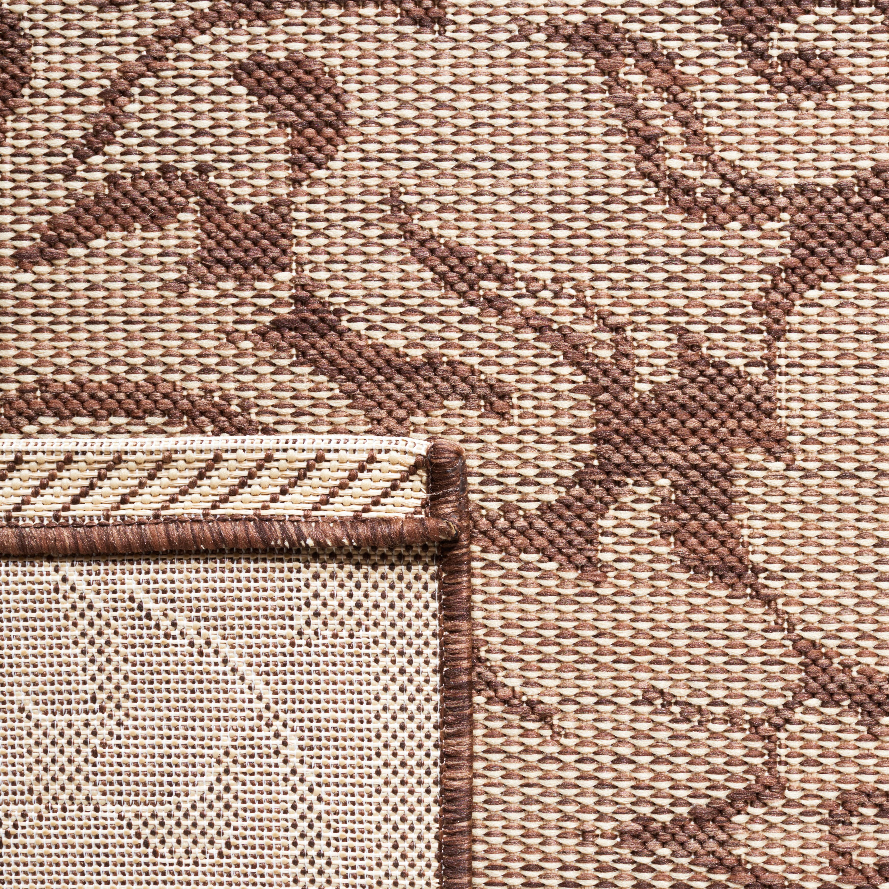 Safavieh Courtyard Dani Bordered Indoor/Outdoor Area Rug, Chocolate/Natural, 5'3" x 7'7"