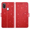 thumbnail image 4 of Asuwish Compatible with Samsung Galaxy M30s M21 Wallet Phone Case and Tempered Glass Screen Protector Flip Credit Card Holder Stand Bling Glitter Cell Cover for M 30s 21M Women Men Red, 4 of 8