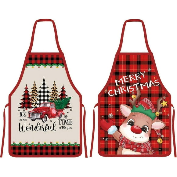 Christmas Aprons Santa Claus Kitchen Aprons Personalized Apron Elves Elk Christmas Party Men Women Christmas Eve Decorative Gift for Christmas Party