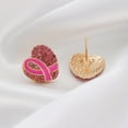thumbnail image 4 of PEIBang Pink Heart Earrings,Ribbon Heart Earrings for Breast Cancer,Pink Jewelry Cute Jewelry Gifts for Women, 4 of 6