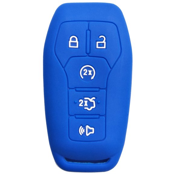 Coolbestda Silicone Key Fob Remote Skin Cover Case Holder Bag for Ford F-150 Lincoln Fusion MKZ Mustang MKC 5 Buttons Smart Key Blue