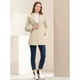 thumbnail image 3 of Abrigo de invierno medio largo informal de negocios abotonado con cuello vuelto para mujer Beige L, 3 of 6