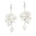 thumbnail image 4 of AeraVida Elegant White Cluster of Pearl, Shell & Crystal Statement Dangle Earrings, 4 of 5