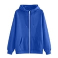 thumbnail image 4 of Zip Up Hoodie Women 2026 Y2K Casual Long Sleeve Oversized Hooded Sweatshirts Fall Winter Comfy Jackets with Pockets Royal Blue S, 4 of 5
