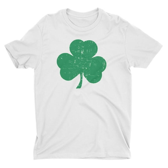 Men's Shamrock Tee White-Green, Distressed, 4XL