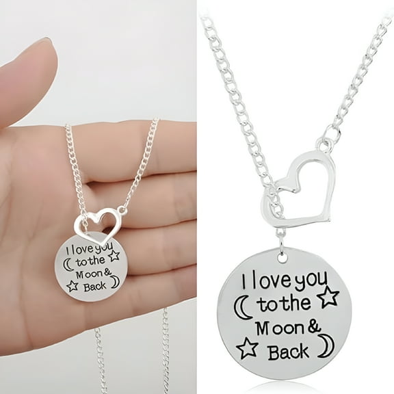 DESIGNICE I Love You to The Moon and Back Hollow Heart Love Pendant Necklace