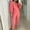 Pink, variant on Idoravan Women Sets Clothing Womens Solid Color Long Sleeve Square Collar Cropped Slim Top + Casual Long Pants Suit Set