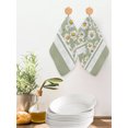 thumbnail image 2 of Sage Green Daisy Kitchen Dish Towels for Drying Dishes Set of 2, Farmhouse Floral Green Striped Waffle Weave Microfiber Hand Tea Bathroom Towels Quick Dry & Absorbent Towel 12x12, 2 of 7