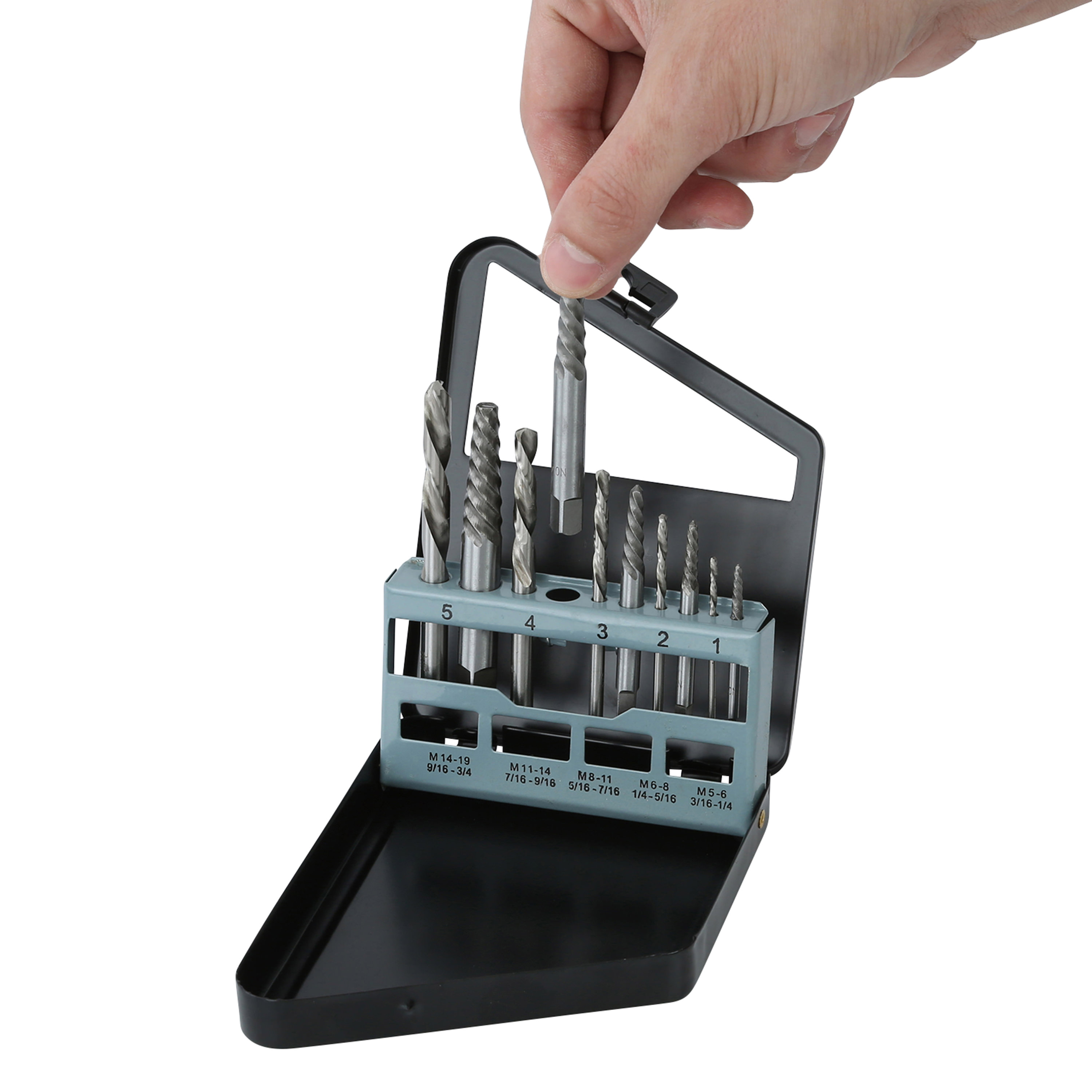 Juego de brocas de acero de alta velocidad y extractores de tornillos Hyper Tough de 10 piezas con estuche, 4005V 4
